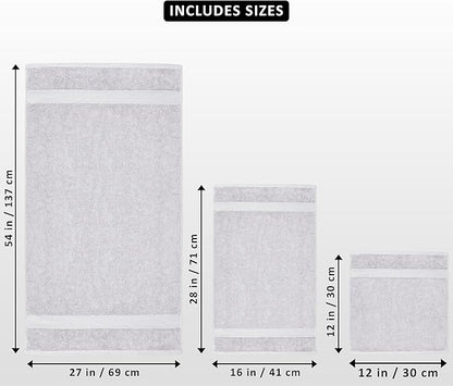 Utopia Towels 8 Piece Premium Towel Set, 2 Bath, 2 Hand, and 4 Wash Cloths, 600 GSM 100% Ring Spun Cotton, Highly Absorbent Towels for Bathroom, Gym, Hotel, and Spa, Silver