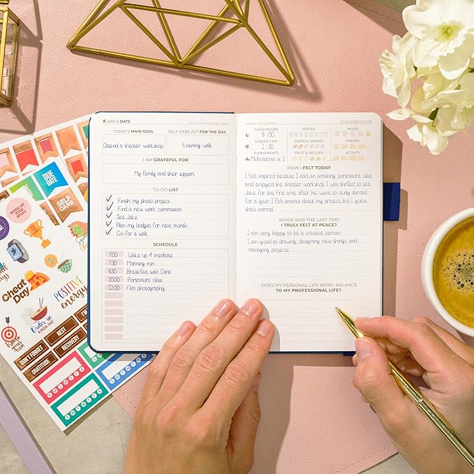 Clever Fox Self-Care Journal Pocket – Daily Reflection Notebook – Mental Health & Personal Development Planner, Meditation & Mood Log (Mystic Blue)