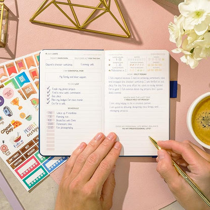 Clever Fox Self-Care Journal Pocket – Daily Reflection Notebook – Mental Health & Personal Development Planner, Meditation & Mood Log (Mystic Blue)