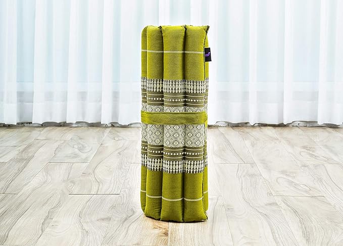 Leewadee Meditation Cushion Set – 1 Small Zafu Yoga Pillow and 1 Small Roll-Up Zabuton Mat Filled with Kapok