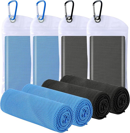 4 Packs Cooling Towels (40x12 Inch), Cooling Towels for Neck and Face, Stay Cool in Hot Weather for Sports, Gym, Yoga, Golf, Fitness, Running, Camping & Travel