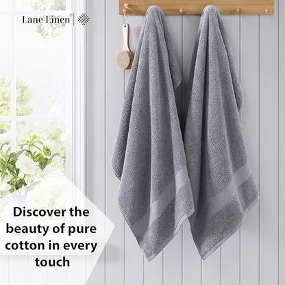 LANE LINEN 100% Cotton Bath Sheets Set of 4 (35"x66") - Ring Spun Cotton Extra Large Bath Towels Sets - Quick Dry, Soft & Absorbent Oversized Shower Towel Sets - Sustainabaly Produced - Space Grey