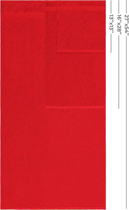 American Veteran Towel, 100% Cotton Turkish 6 Piece Towel Set, Luxury Towels Set of 6 for Bathroom Essentials, 2 Bath Towels 2 Hand Towels 2 Washcloths, Red