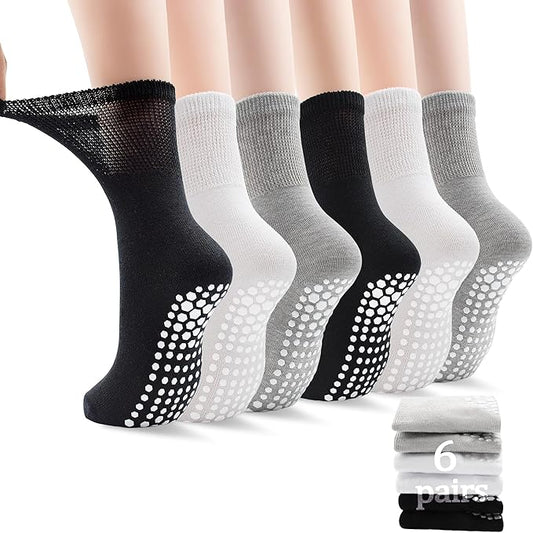 ELUTONG Pilates Grip Socks for Women Non Slip Yoga Grippy Socks Woman for Pure Barre Ballet Dance Hospital 6 Pack