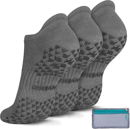 Hylaea Unisex Non Slip Socks with Grip for Yoga, Hospital, Pilates, Barre | Ankle, Cushioned