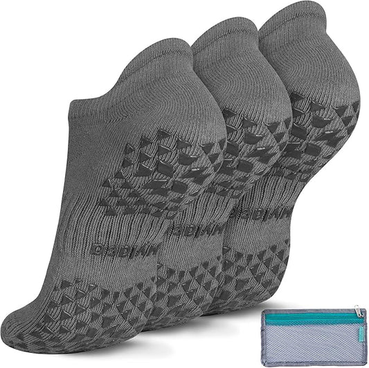 Hylaea Unisex Non Slip Socks with Grip for Yoga, Hospital, Pilates, Barre | Ankle, Cushioned