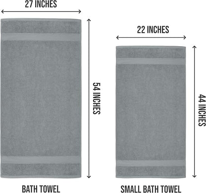 Utopia Towels 6 Pack Small Bath Towel Set, 22 by 44 Inches, 500 GSM 100% Ring Spun Cotton, Lightweight and Highly Absorbent Quick Drying Premium Towels for Hotel, Spa and Bathroom, Cool Grey