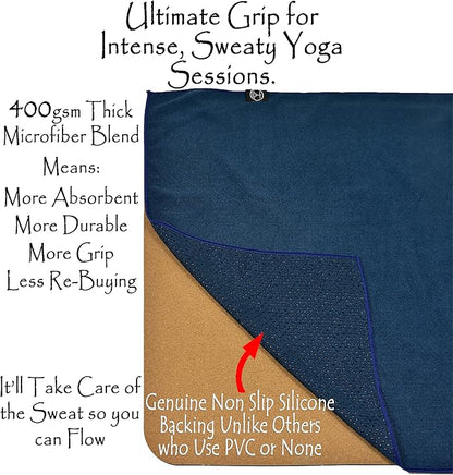 Tatago Hot Yoga Towel Non Slip Grip in 2 Sizes. Premium Yoga Towels for Hot Yoga Non Slip, Hot Pilates Mat Towel or Yoga Mat Towel Thicker, Softer, More Absorbant & Durable!