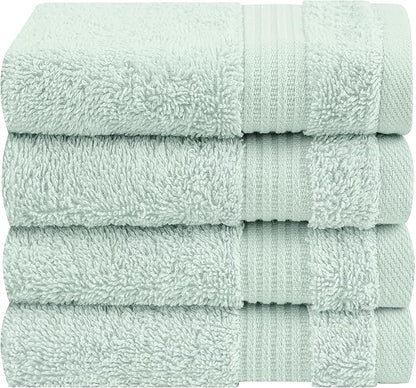 Cotton Paradise 100% Cotton Turkish Washcloth Set for Bathroom, 4 Piece Soft Absorbent Small Hand Face Towels Wash Rags, Mint