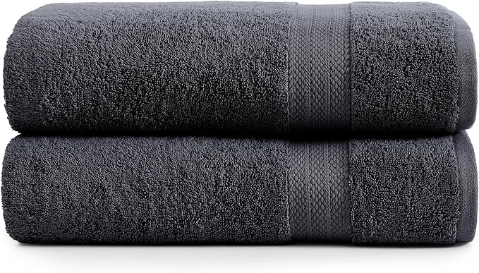 LANE LINEN 100% Cotton Bath Sheets Set of 2 (35"x66") - Ring Spun Cotton Extra Large Bath Towels Sets - Quick Dry, Soft & Absorbent Oversized Towel Sets- Pre Shrunk, Fade Resistant - Black Towels