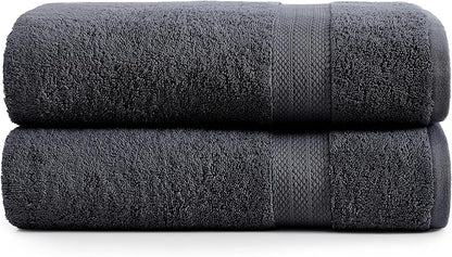 LANE LINEN 100% Cotton Bath Sheets Set of 2 (35"x66") - Ring Spun Cotton Extra Large Bath Towels Sets - Quick Dry, Soft & Absorbent Oversized Towel Sets- Pre Shrunk, Fade Resistant - Black Towels