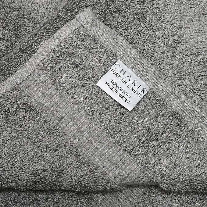 Chakir Turkish Linens 100% Cotton Premium Turkish Towels for Bathroom, 2 Large Bath Towels, 2 Hand Towels, 2 Washcloths (6-Piece Towel Set, Gray)