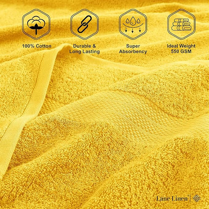 LANE LINEN 100% Cotton Bath Sheets Set of 4 (35"x66") - Ring Spun Cotton Extra Large Bath Towels Set - Quick Dry, Soft & Absorbent Oversized Towel Sets - Holds Well After Multiple Washes - Mimosa