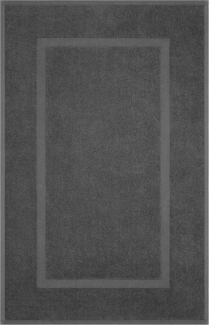 Cotton Paradise 100% Cotton Bath Mats for Bathroom Floor Set of 2 Pack, 20x34 Soft Absorbent Washable Quick Dry Tub Bathmat, Dark Gray Towel Bath Mat
