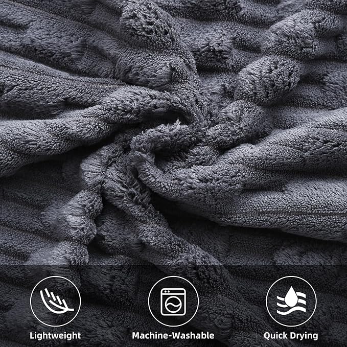 40x80 Inches Oversized Bath Sheets Extra Large Bath Towels Set of 6 for Adults Super Soft Quick Dry Lightweight Lint Free Absorbent Stripe Microfiber Shower Towels (Charcoal Grey, 2 Piece)