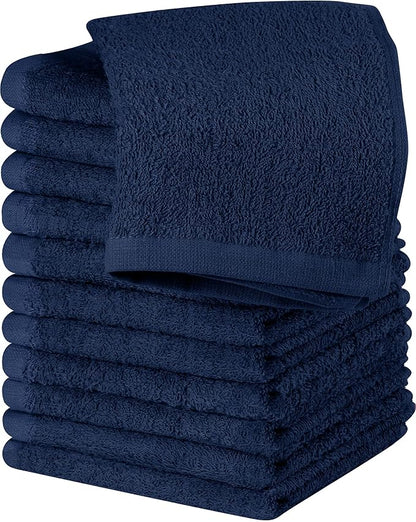 Utopia Towels 12 Pack Cotton Washcloths Set, 100% Ring Spun Cotton, Premium Flannel Face Cloths, Highly Absorbent and Soft Feel Fingertip Towels, Navy
