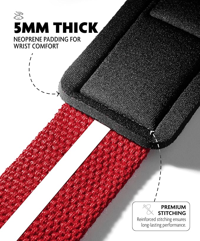 DMoose Fitness Lifting Straps 24" (Pair) - 5mm Padded Durable Wrist Straps for Weightlifting & Powerlifting - Cotton Lifting Strap with Silicone Grip for Men & Women - Deadlift Strap for Gym Workout