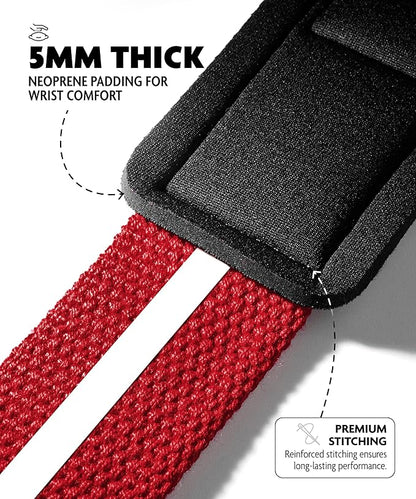 DMoose Fitness Lifting Straps 24" (Pair) - 5mm Padded Durable Wrist Straps for Weightlifting & Powerlifting - Cotton Lifting Strap with Silicone Grip for Men & Women - Deadlift Strap for Gym Workout