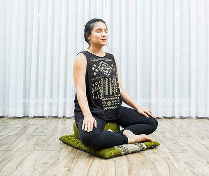 Leewadee Meditation Cushion Set – 1 Small Zafu Yoga Pillow and 1 Small Roll-Up Zabuton Mat Filled with Kapok