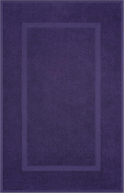 Cotton Paradise 100% Cotton Bath Mats for Bathroom Floor Set of 2 Pack, 20x34 Soft Absorbent Washable Quick Dry Tub Bathmat, Purple Towel Bath Mat