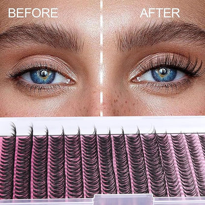 FANXITON Lash Clusters 280 Pcs Wispy Lash Clusters D 8-16 MM Natural Eyelash Clusters 30D Individual Eyelash DIY Lash Extensions at Home (30D)