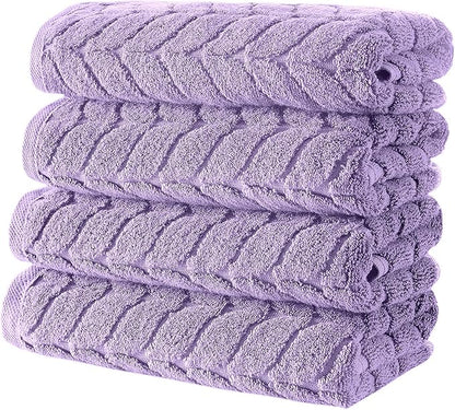 BAGNO MILANO Turkish Bath Towels, Soft Plush Jacquard Luxury Bath Towels, Quick Dry Towel Set (Lavender, 3 pcs Towel Set)