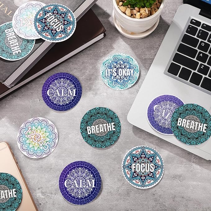 Crtiin 50 Pieces Anxiety Sensory Stickers for Anxiety Relief Items Mental Health Stickers Fidget Textured Strips for Office Desk Relieve Adult Stress