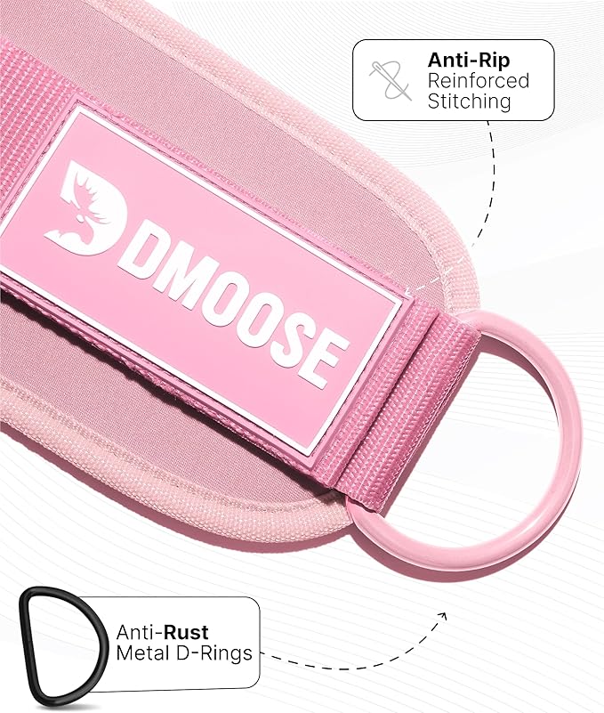 DMoose Fitness Ankle Straps for Cable Machines - One Size Fit with Premium Padding, Glute Kickback Ankle Strap for Women & Men, Cable Attachments for Gym, Booty Workouts, Leg Extension & Hip Abductors