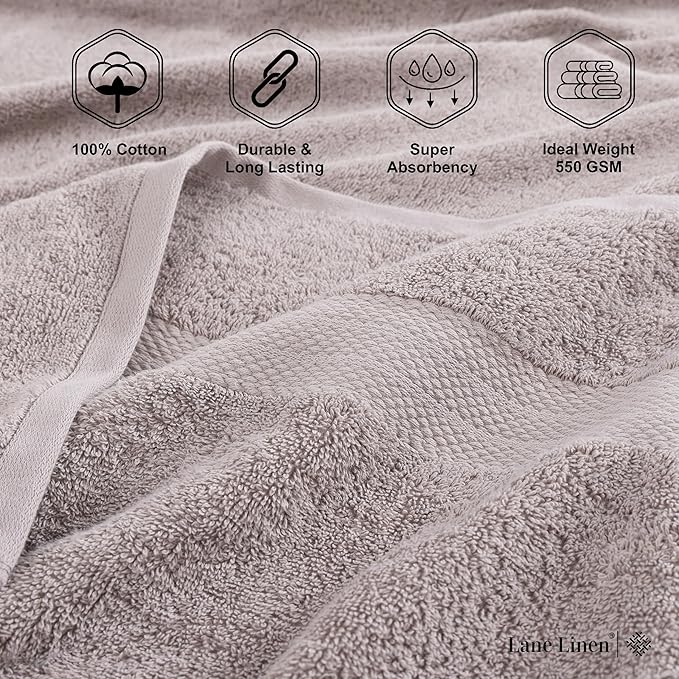 LANE LINEN 100% Cotton Bath Sheets Set of 4 (35"x66") - Ring Spun Cotton Extra Large Bath Towels Sets - Quick Dry, Soft & Absorbent Oversized Grey Towels Set - Pre Shrunk, Fade Resistant - Platinum