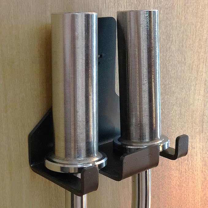 Olympic Barbell Hanger,Garage Gym Bar Wall Rack,Vertical Barbell Mount Rack,Space Saving Commercial or Home Gym Accessory,Holds Under 33mm Bar Size
