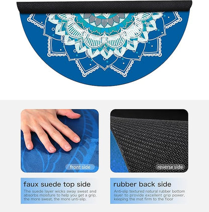Round Meditation Pilates Yoga Mat Luxury Suede Large Yoga Mat Natural Rubber Non-Slip Base is ery Suitable for Meditation, Stretching, Yoga Environmental Protection, Fitness Exercise, Home and Outdoor. 140CM Diameter
