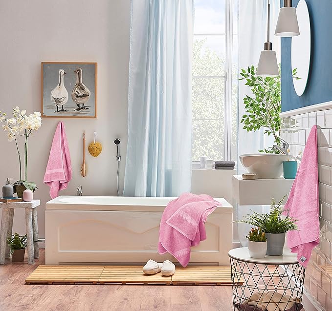 Utopia Towels 8 Piece Premium Towel Set, 2 Bath, 2 Hand, and 4 Wash Cloths, 600 GSM 100% Ring Spun Cotton, Highly Absorbent Towels for Bathroom, Gym, Hotel, and Spa, Pink