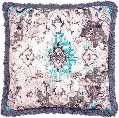 Mandala Life ART Meditation Cushion Cover with Fringe- 26 inches - Cotton - Square Floor Pillow - Moroccan Room Decor - Boho Accent - Bohemian Zafu Pouf
