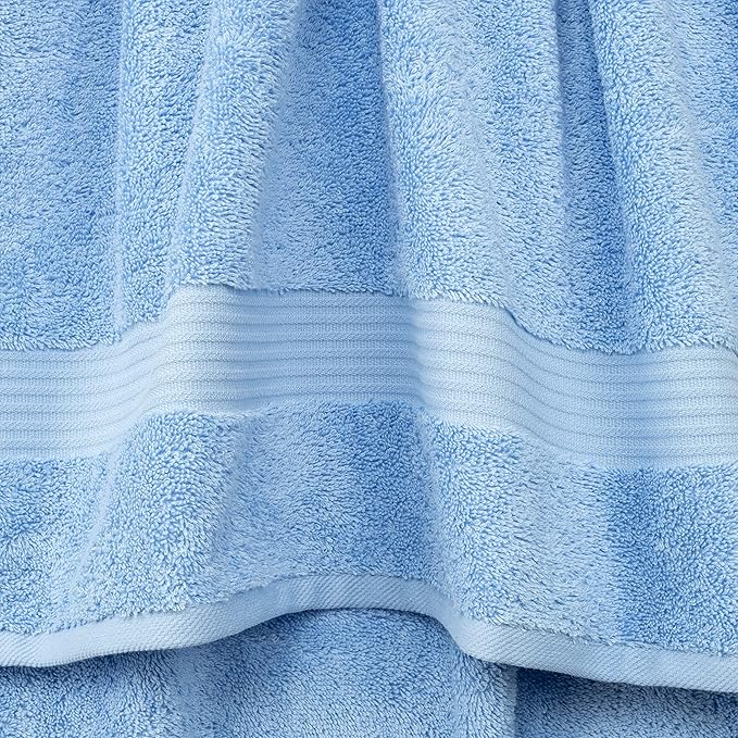 Cotton Paradise 6 Piece Towel Set 100% Cotton Soft Absorbent Turkish Towels for Bathroom, 2 Bath Towels 2 Hand Towels 2 Washcloths, Sky Blue Towel Set