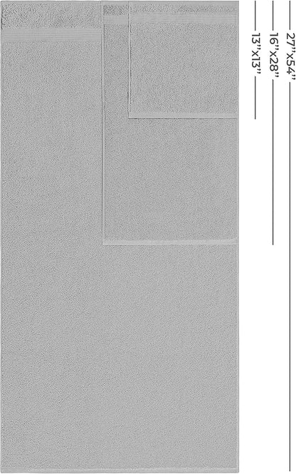 American Veteran Towel, 100% Cotton Turkish 6 Piece Towel Set, Luxury Towels Set of 6 for Bathroom Essentials, 2 Bath Towel 2 Hand Towel 2 Washcloth, Light Grey