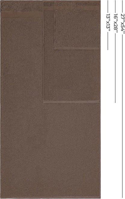 American Veteran Towel, 100% Cotton Turkish 6 Piece Towel Set, Luxury Towels Set of 6 for Bathroom Essentials, 2 Bath Towels 2 Hand Towels 2 Washcloths, Brown