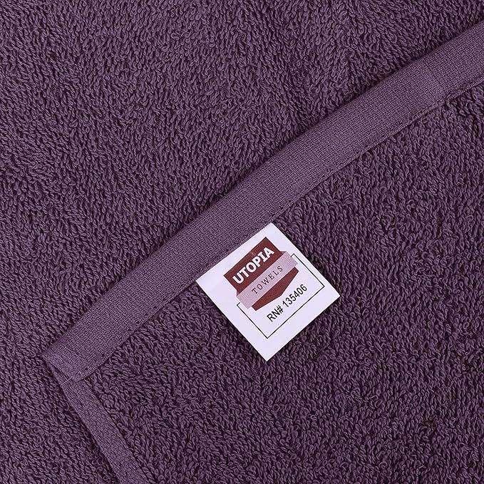 Utopia Towels 12 Pack Cotton Washcloths Set, 100% Ring Spun Cotton, Premium Flannel Face Cloths, Highly Absorbent and Soft Feel Fingertip Towels, Plum