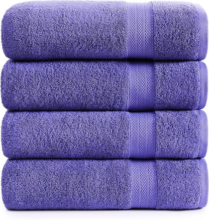 LANE LINEN 100% Cotton 4 Pack Bath Sheets (35"x66") - Ring Spun, Extra Large Cotton Bath Towels Set - Quick Dry, Soft & Absorbent Oversized Towel Set - Remains Soft After Multiple Washes - Blue Irish