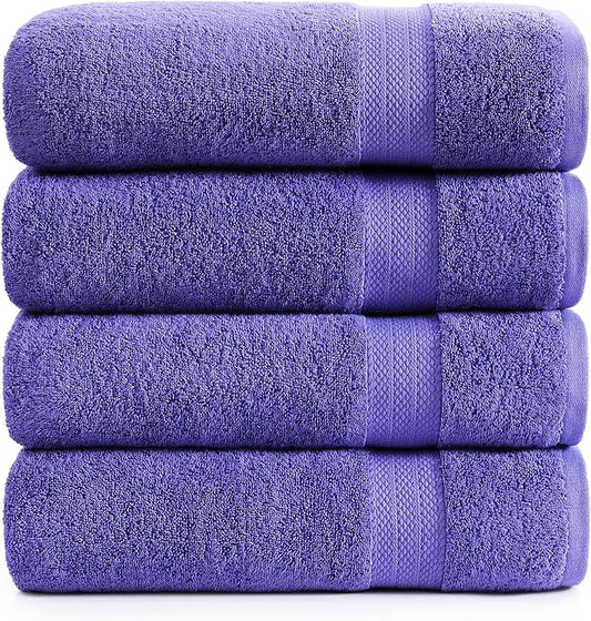 LANE LINEN 100% Cotton 4 Pack Bath Sheets (35"x66") - Ring Spun, Extra Large Cotton Bath Towels Set - Quick Dry, Soft & Absorbent Oversized Towel Set - Remains Soft After Multiple Washes - Blue Irish