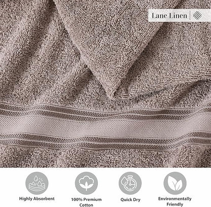 LANE LINEN Luxury Bath Towel Set - 6 Piece Set, 100% Cotton Bathroom Towel, Zero Twist, Shower Towel, Extra Absorbent, Super Soft, 2 Bath, 2 Hand, 2 Wash Cloths - Platinum