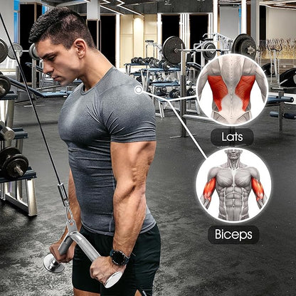Yes4All Tricep Press Down Cable Machine Attachment Set, LAT Pulldown Attachment, Cable Machine Accessories for Home Gym