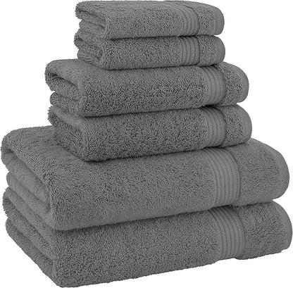 Hotel & Spa Quality Super Absorbent & Soft, Cotton, 6 Piece Turkish Towel Set for Kitchen & Decorative Bathroom Sets Includes 2 Bath Towels 2 Hand Towels 2 Washcloths, Charcoal Grey