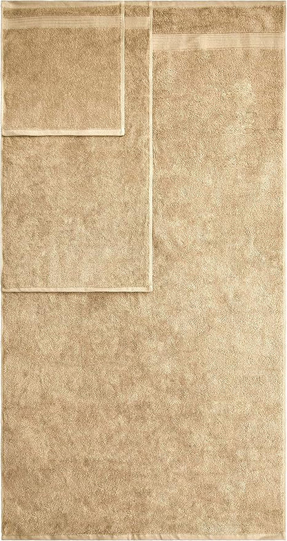 American Veteran Towel, 6 Piece Towel Set for Bathroom, 100% Cotton Turkish Bathroom Towels, 2 Bath Towels 2 Hand Towels 2 Washcloths, Beige