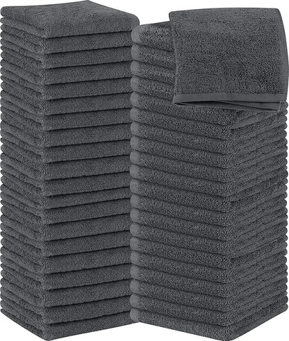 Utopia Towels Cotton Washcloths Set, 100% Ring Spun Cotton, Premium Flannel Face Cloths, Highly Absorbent and Soft Feel Fingertip Towels, 60 Pack, Grey