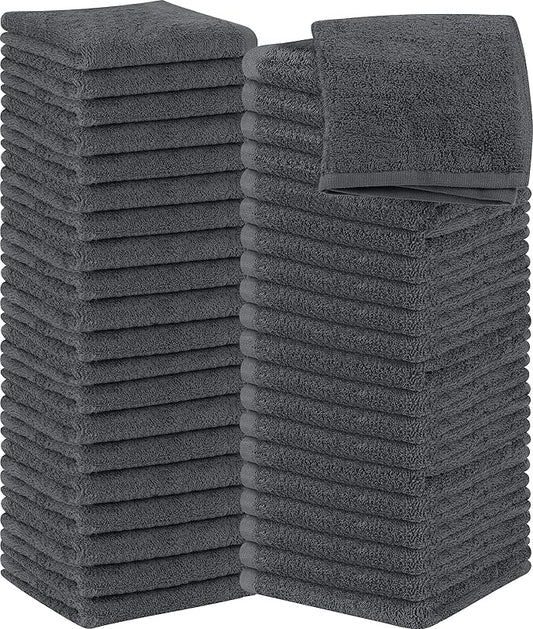 Utopia Towels Cotton Washcloths Set, 100% Ring Spun Cotton, Premium Flannel Face Cloths, Highly Absorbent and Soft Feel Fingertip Towels, 60 Pack, Grey
