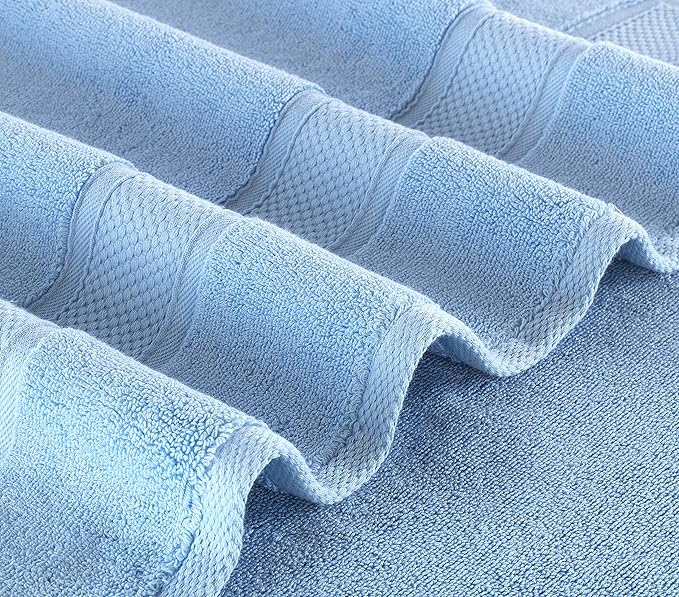 NOVA Luxury Linen - Hotel Quality Turkish Towel Set for Bathroom (2 Pcs Bath Towel Set, Sky Blue)