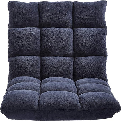 Amazon Basics Adjustable 14-Position Memory Foam Floor Chair with Back Support, Portable, 41.3"D x 21.3"W x 6"H, Navy