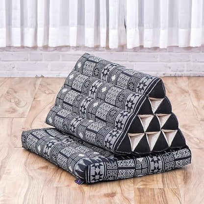 Leewadee 1-Fold Mat with Triangle Cushion – Comfortable TV Pillow, Foldable Mattress with Cushion Made of Kapok, 30 x 20 inches, Black