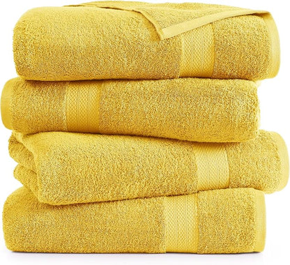 LANE LINEN 100% Cotton Bath Sheets Set of 4 (35"x66") - Ring Spun Cotton Extra Large Bath Towels Set - Quick Dry, Soft & Absorbent Oversized Towel Sets - Holds Well After Multiple Washes - Mimosa