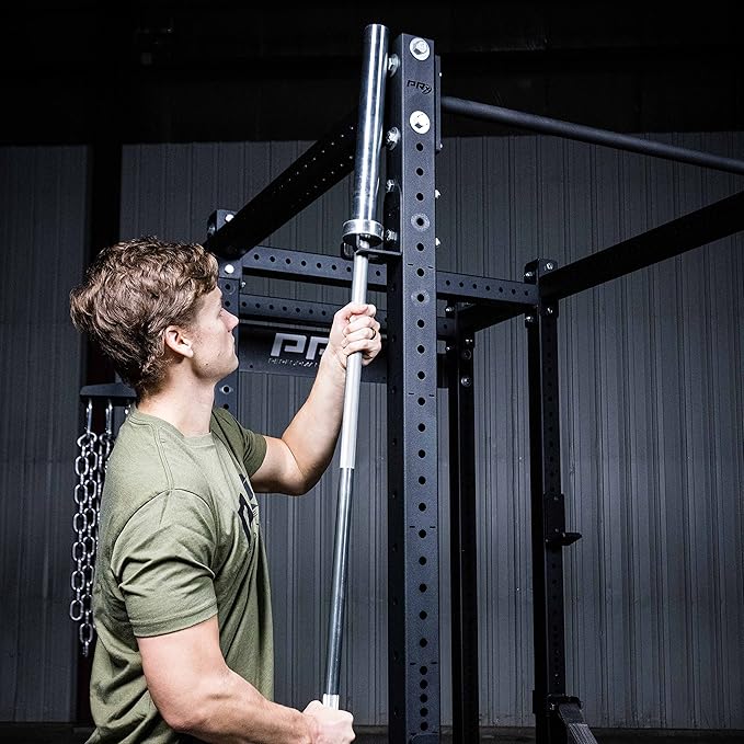 PRx Performance Squat Rack Mounted Olympic Barbell Storage Hanging USA Made Steel Barbell Holder for 3x3 Uprights with 5/8" Holes, Vertical Squat Rack Attachment